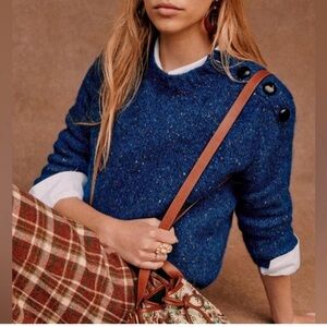 Sezane Lucie jumper sweater indigo S FLECKED